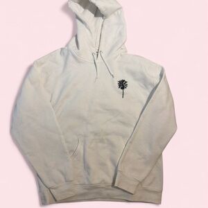Classic White Hoodie with Palm Tree Embroidery